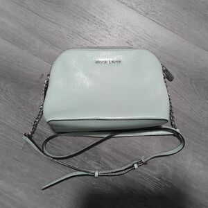 Michael Kors Pale Mint Leather Crossbody with Silver Chain